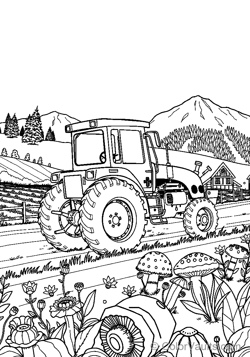 Tractor In The Farm Landscape