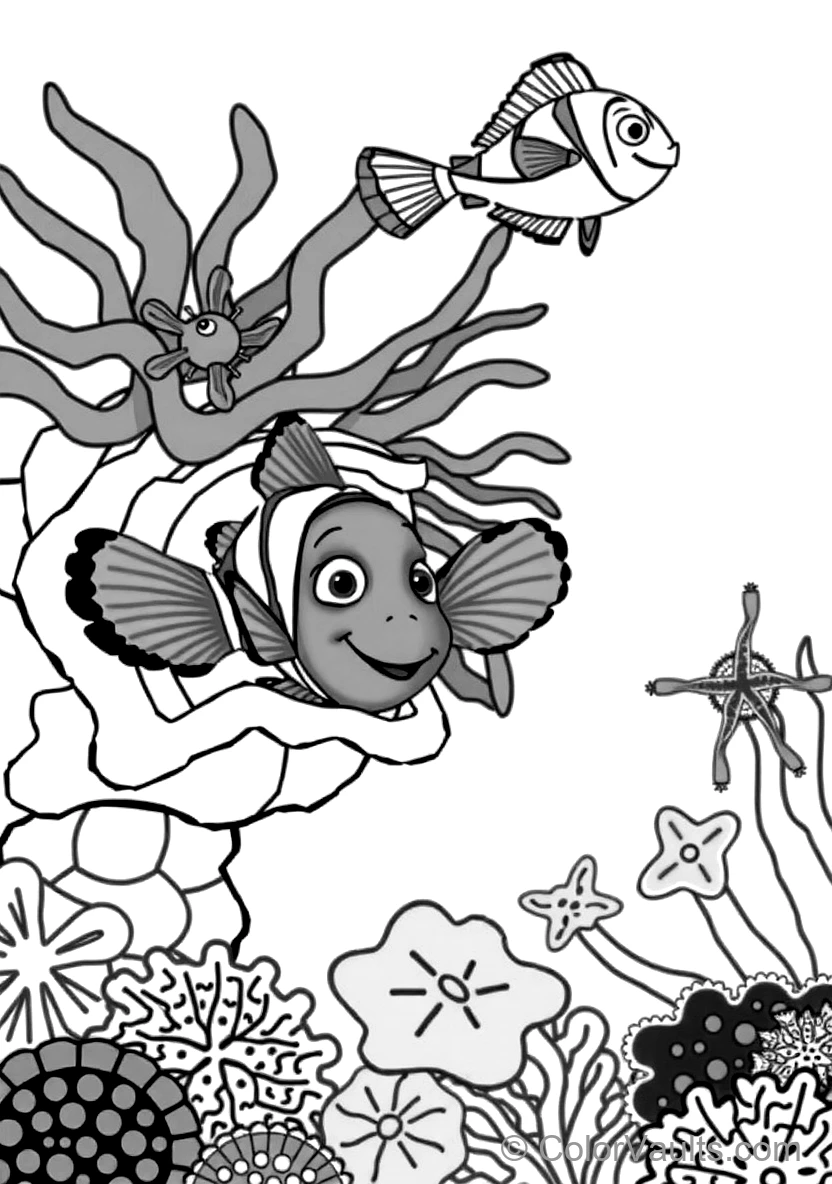Nemo the Little Clownfish Swimming Out of His Colorful (Scene 3)