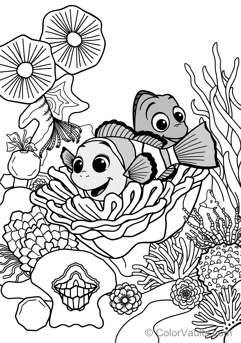 Nemo the Little Clownfish Swimming Out of His Colorful (Scene 7)