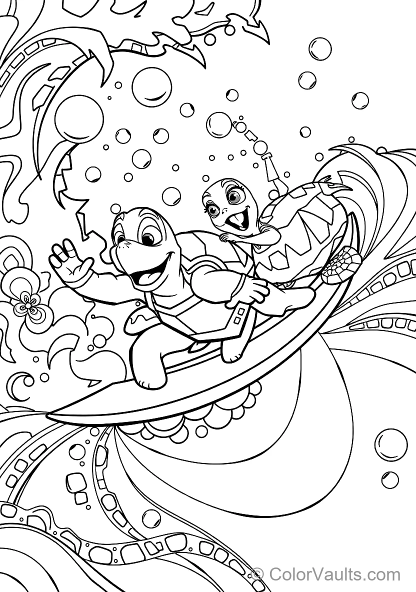 Crush the Sea Turtle and Baby Squirt Riding (Scene 2)