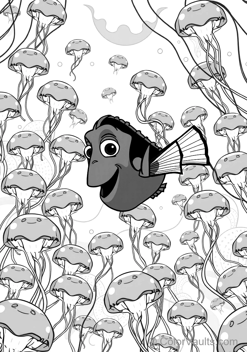 Dory the Blue Tang Fish Swimming Alongside Marlin (Scene 2)