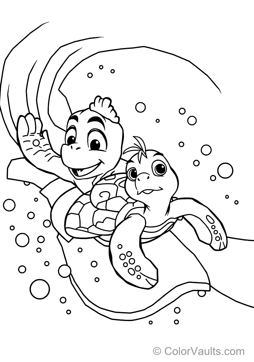Crush the Sea Turtle and Baby Squirt Riding (Scene 7)