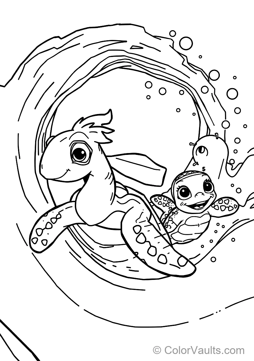 Crush the Sea Turtle and Baby Squirt Riding (Scene 13)