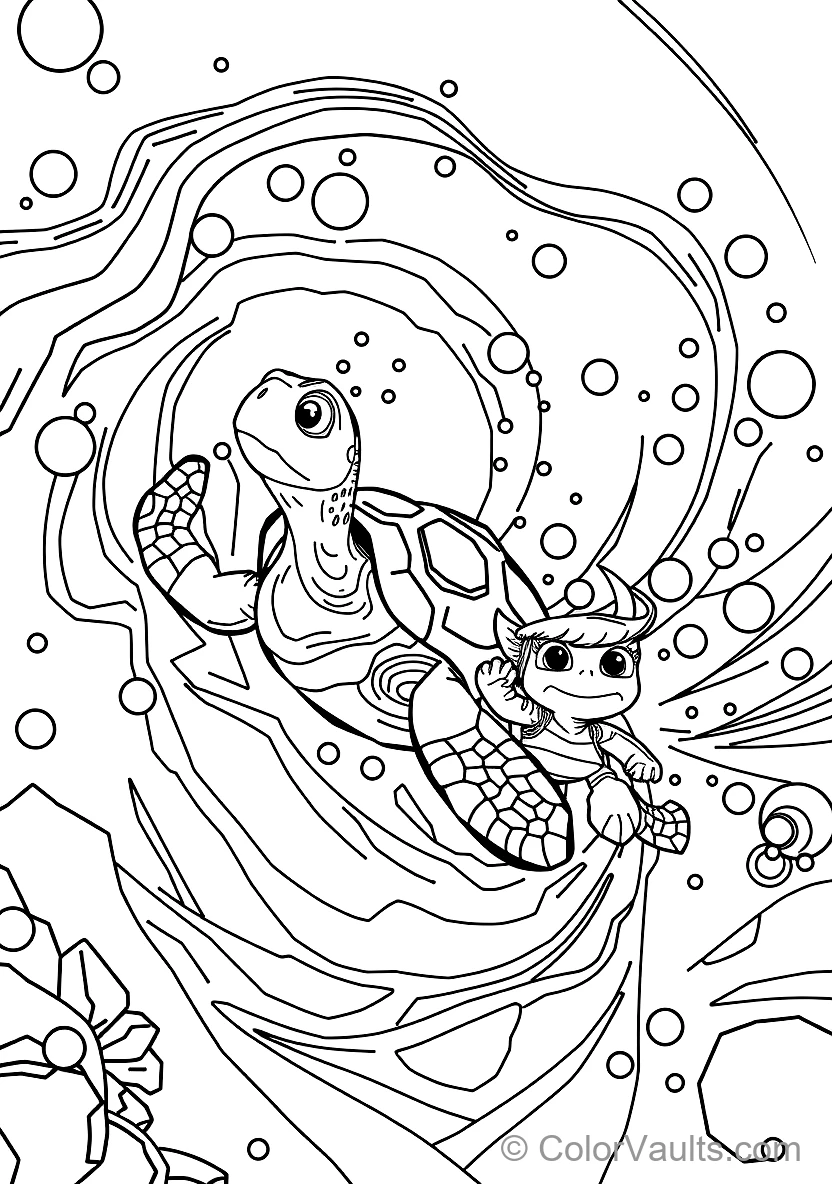 Crush the Sea Turtle and Baby Squirt Riding (Scene 17)