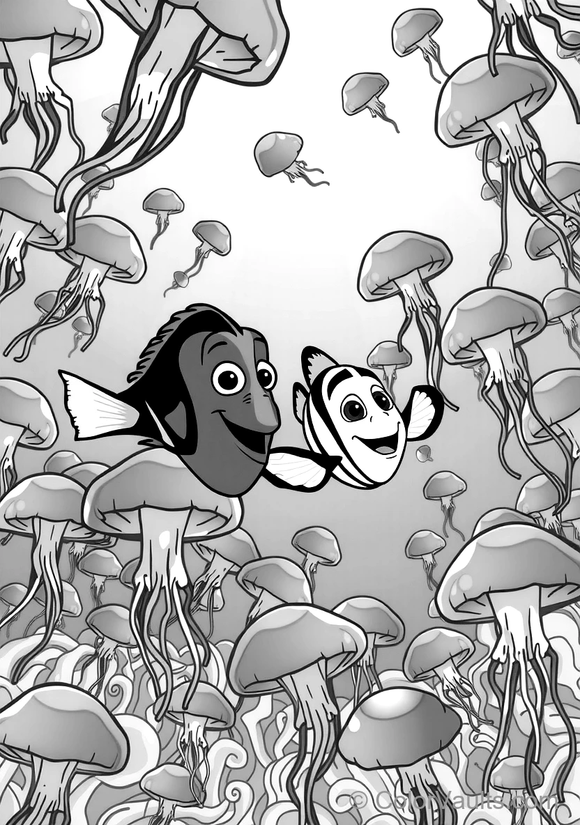 Dory the Blue Tang Fish Swimming Alongside Marlin (Scene 5)