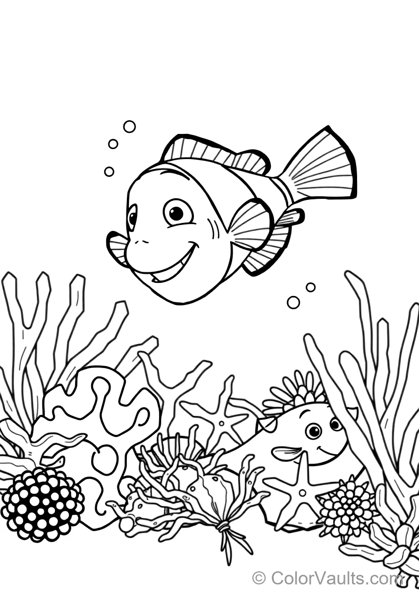 Nemo the Little Clownfish Swimming Out of His Colorful (Scene 13)