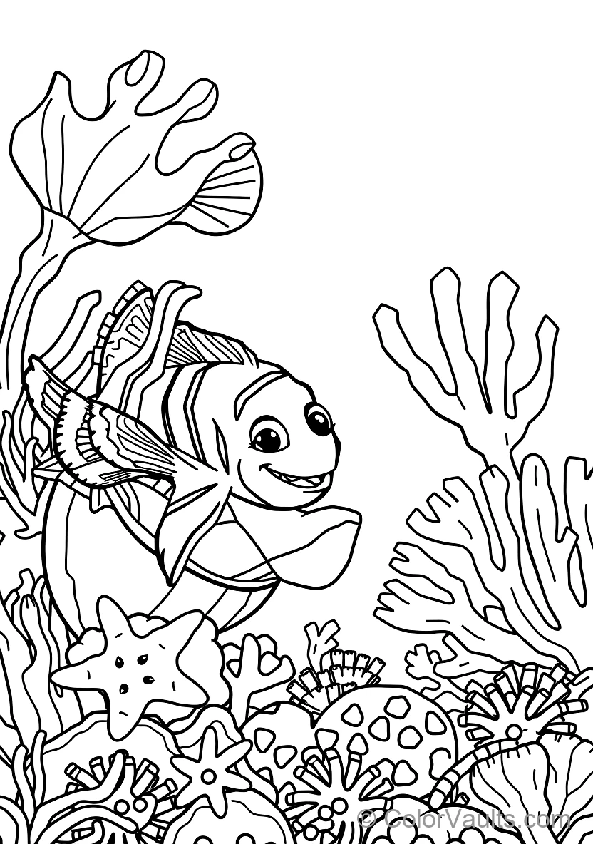 Nemo the Little Clownfish Swimming Out of His Colorful (Scene 15)