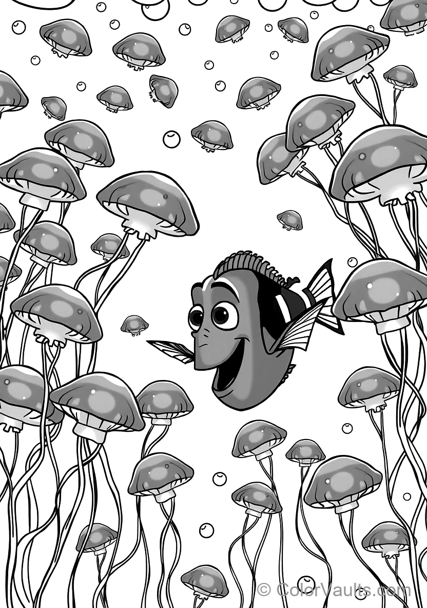 Dory the Blue Tang Fish Swimming Alongside Marlin (Scene 9)