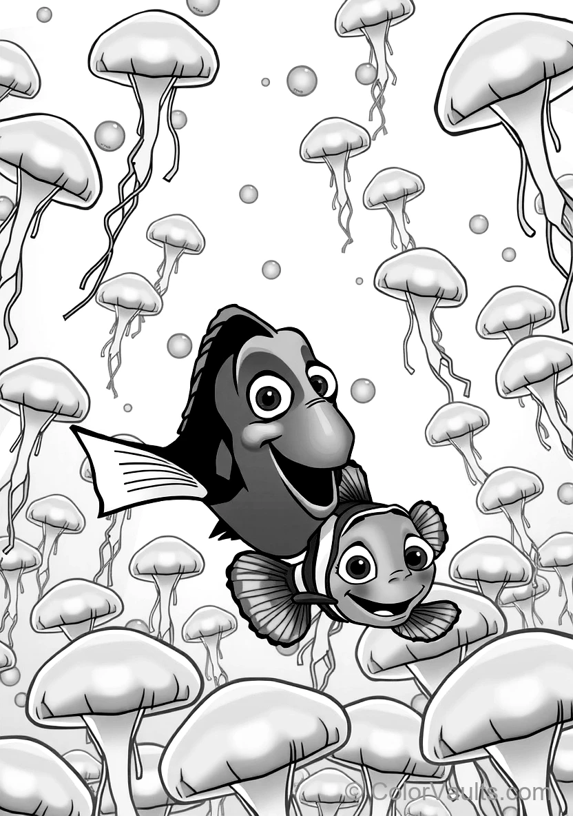 Dory the Blue Tang Fish Swimming Alongside Marlin (Scene 12)