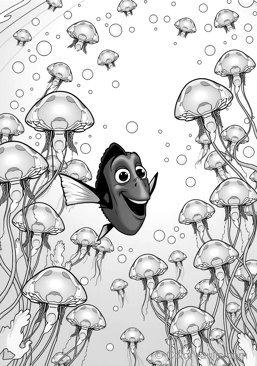 Dory the Blue Tang Fish Swimming Alongside Marlin (Scene 14)