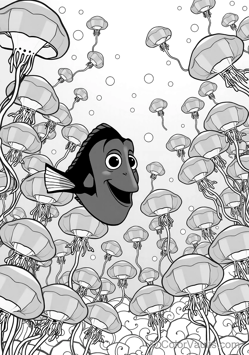Dory the Blue Tang Fish Swimming Alongside Marlin (Scene 16)