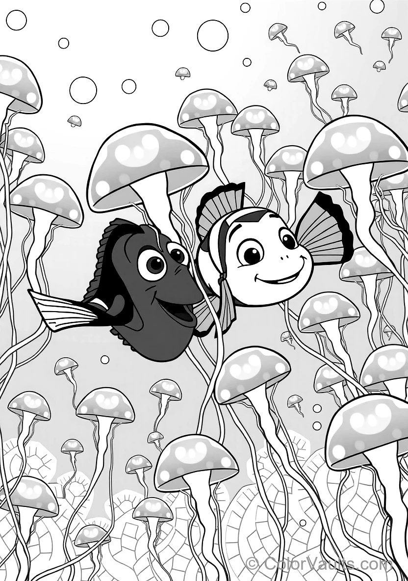 Dory the Blue Tang Fish Swimming Alongside Marlin (Scene 18)