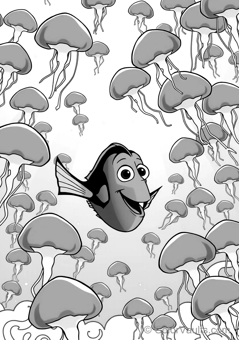 Dory the Blue Tang Fish Swimming Alongside Marlin (Scene 20)