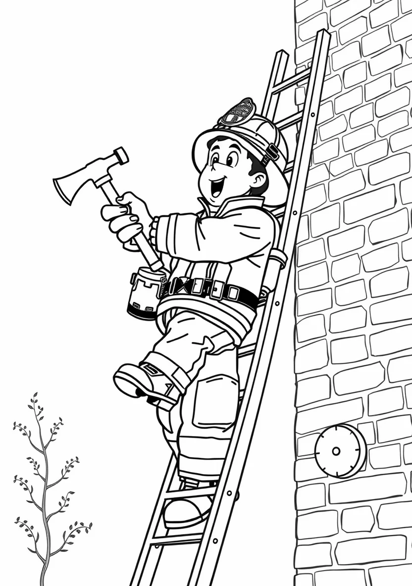 Firefighters & Fire Trucks coloring page 1