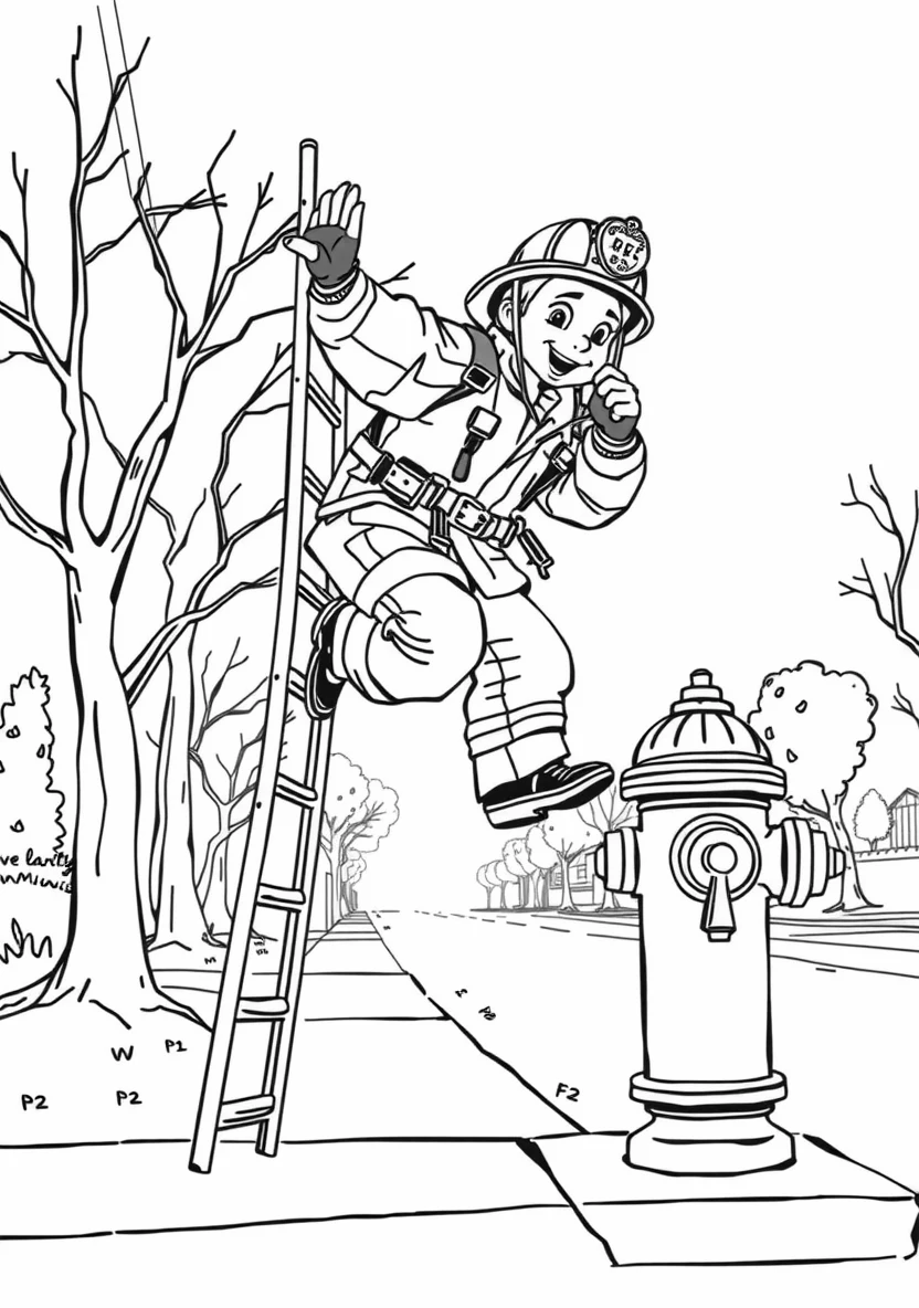 Firefighters & Fire Trucks coloring page 2