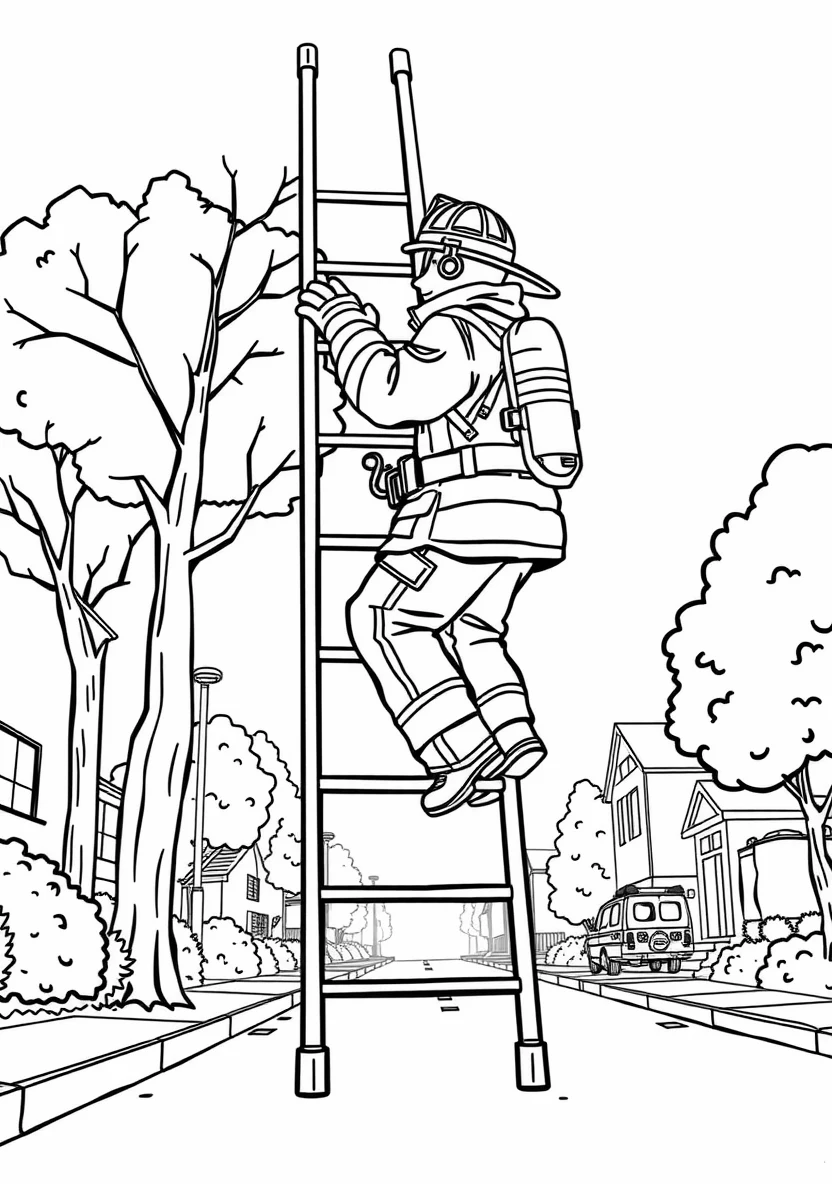 Firefighters & Fire Trucks coloring page 3