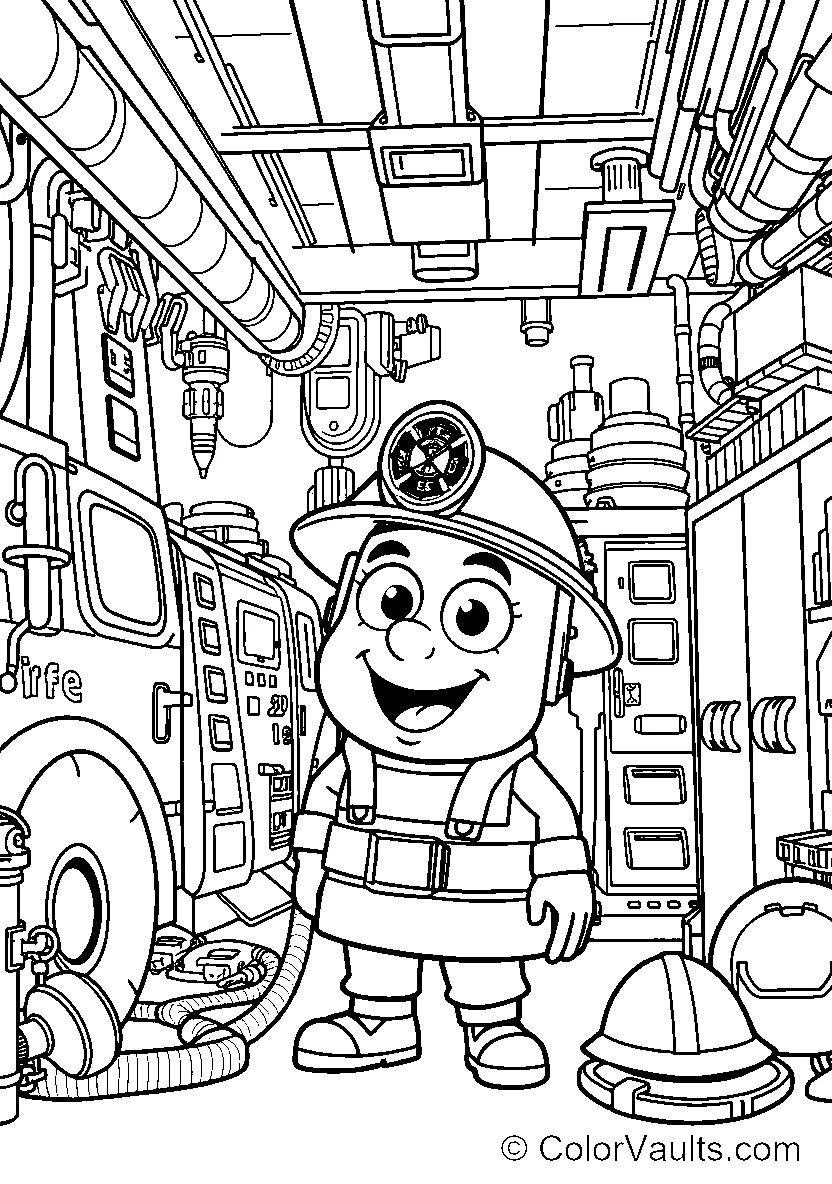 Firefighter Character Coloring Page