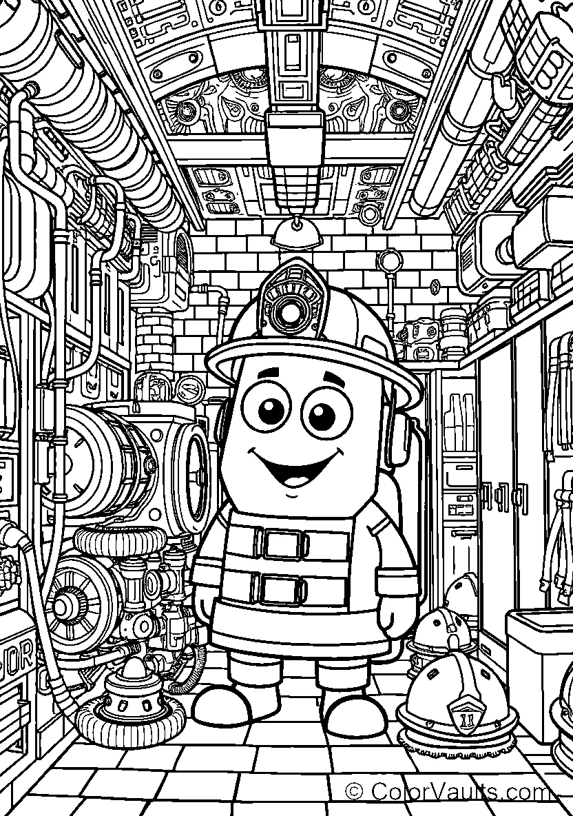 Firefighter Character Coloring Page 1