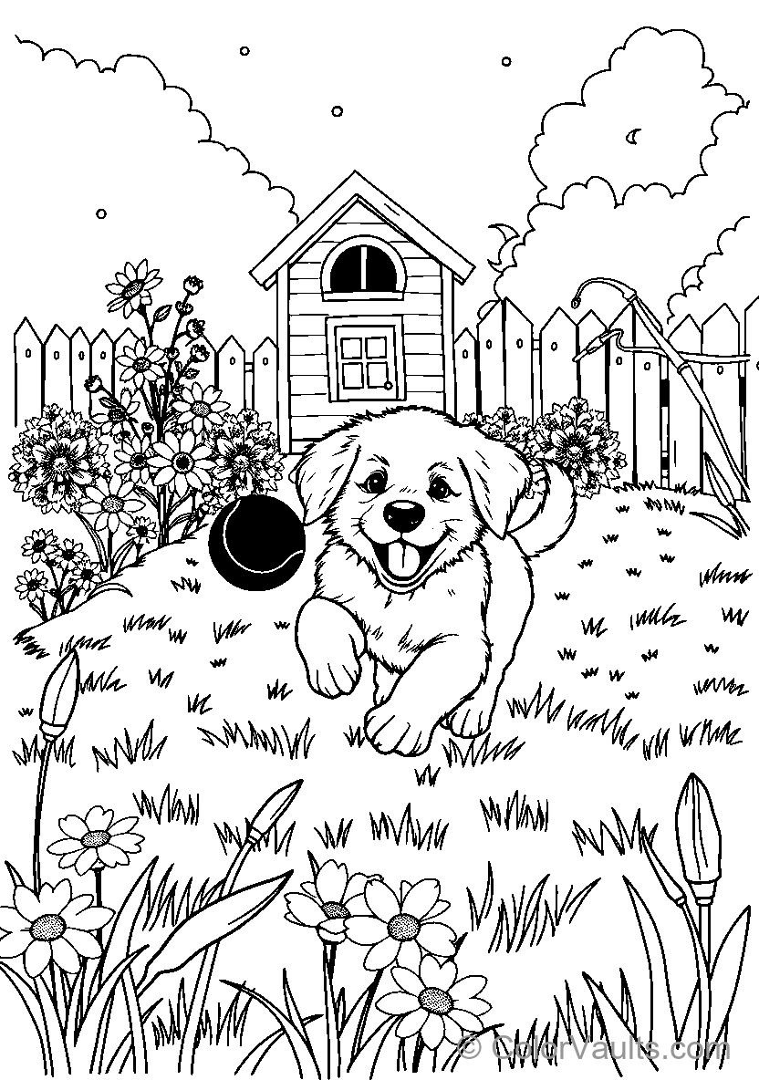 A Playful Golden Retriever In The Garden