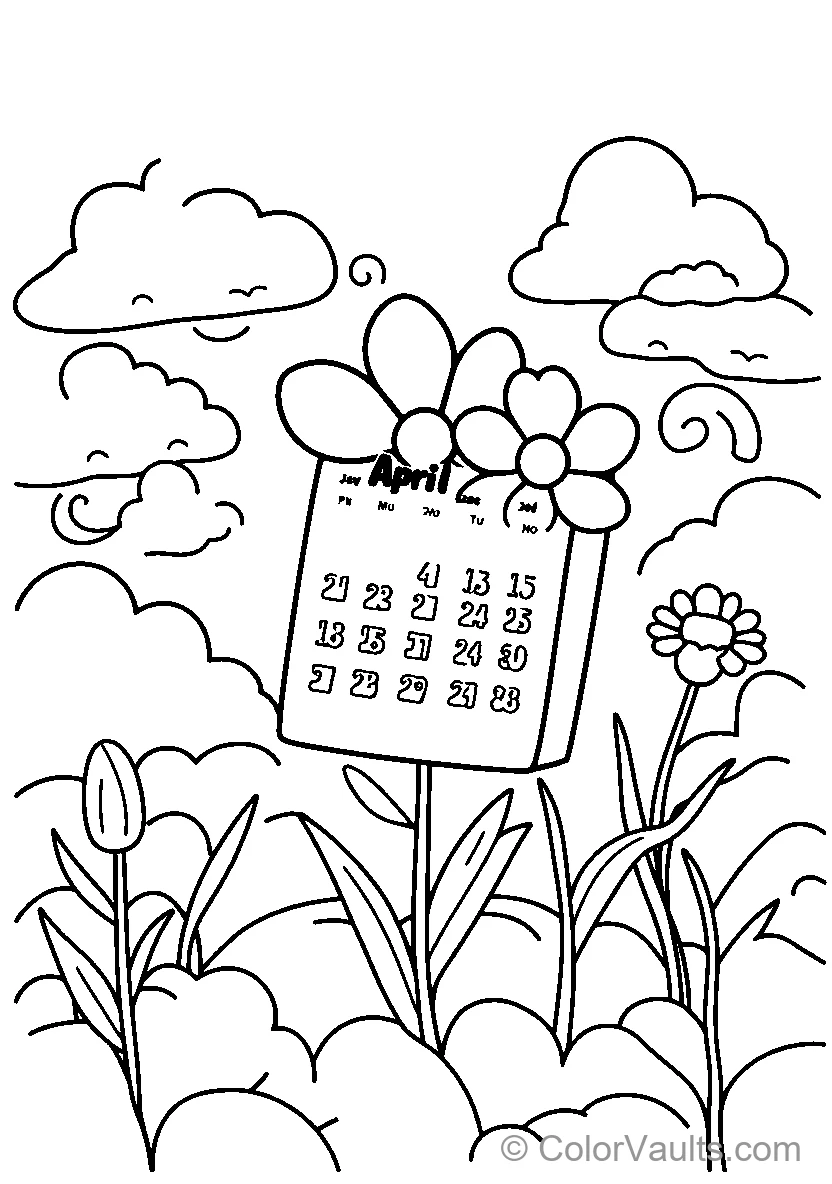 April Calendar In A Garden