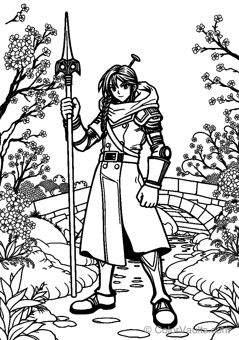 Armor Clad Warrior In Cherry Blossom Garden