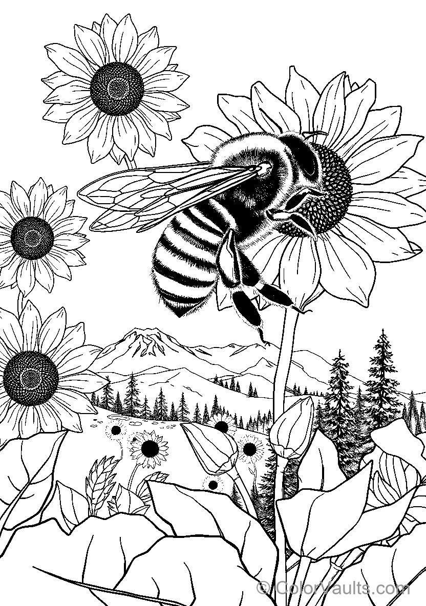 Bee Pollinating Sunflower