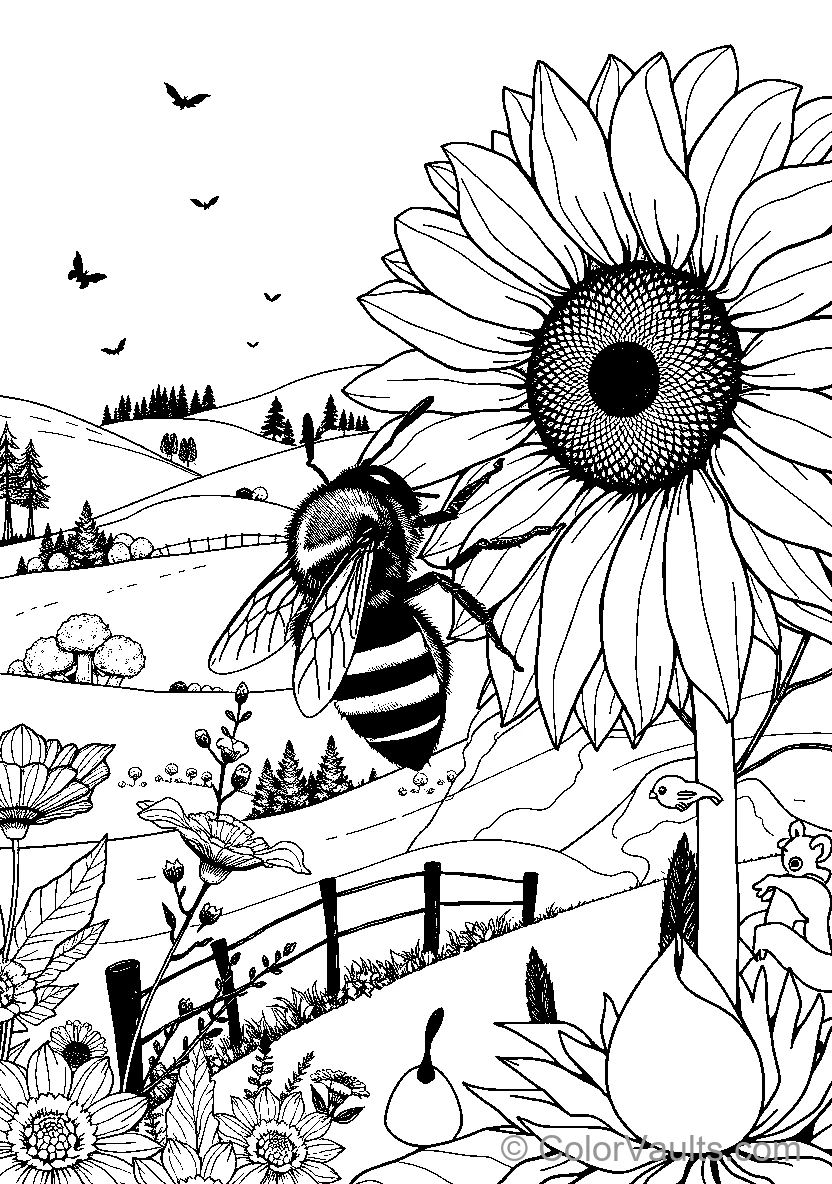 Bee On Sunflower (Scene 5)