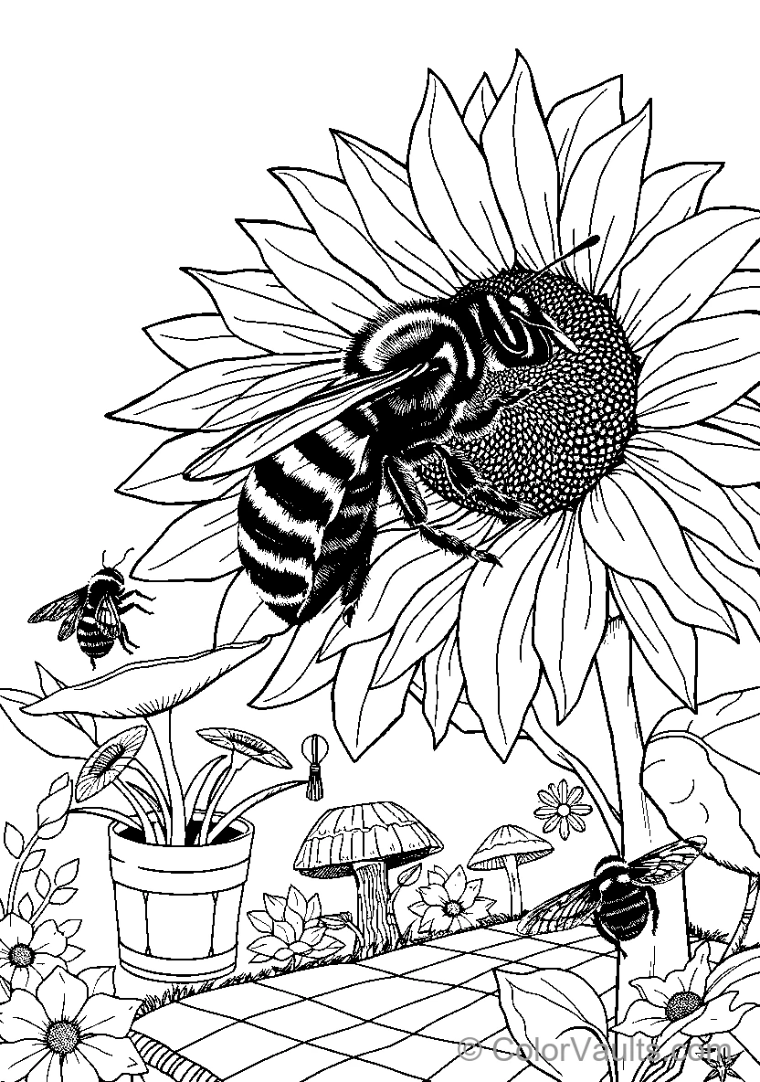 Bee On Sunflower (Scene 9)