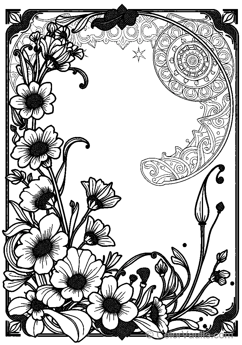 Black And White Floral Mandala Page