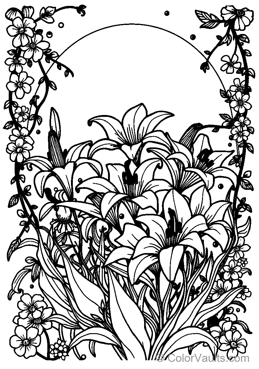 Black And White Floral Illustration (Scene 2)