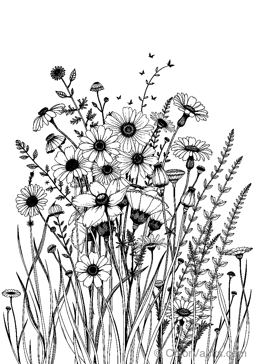 Black And White Floral Illustration (Scene 3)