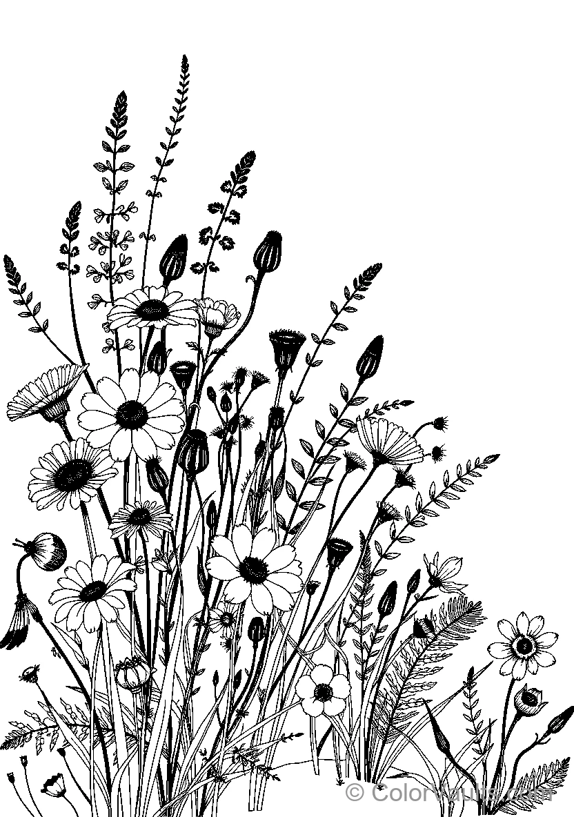 Black And White Floral Illustration (Scene 4)