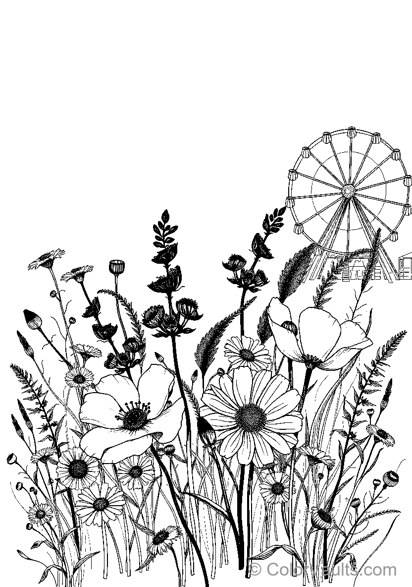 Black And White Floral Scene (Scene 2)