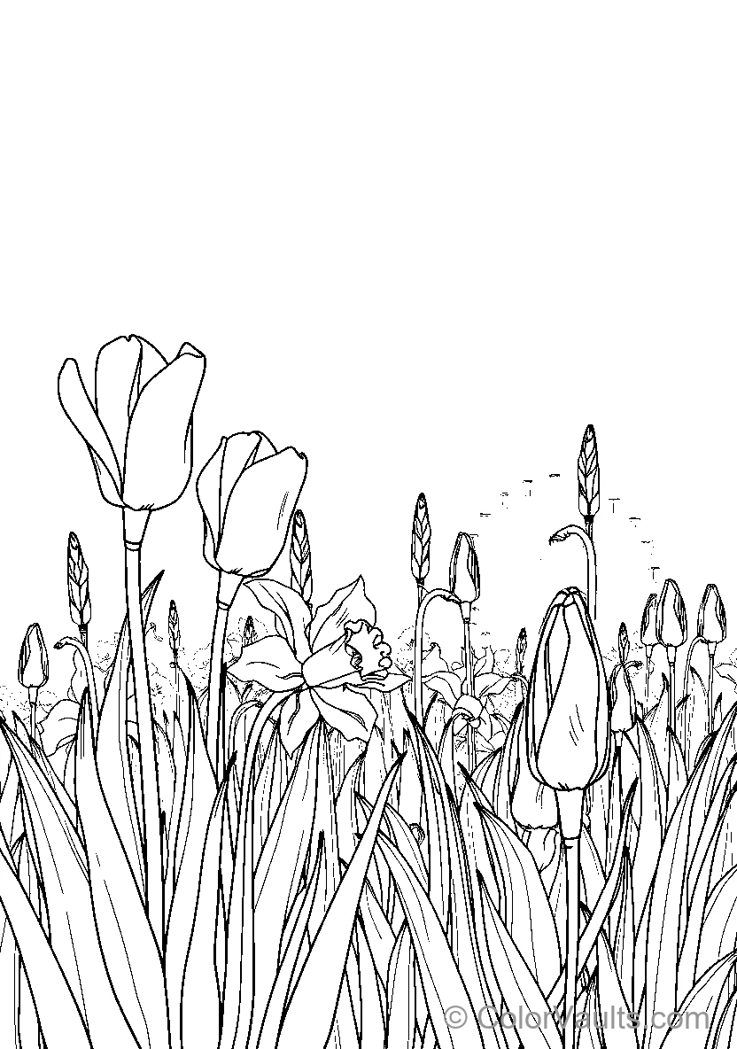 Black And White Tulip Field