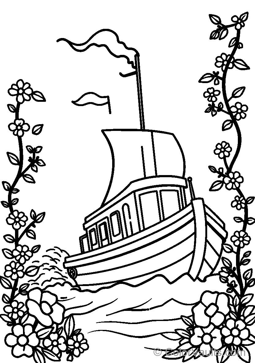 Boat In Floral Surroundings