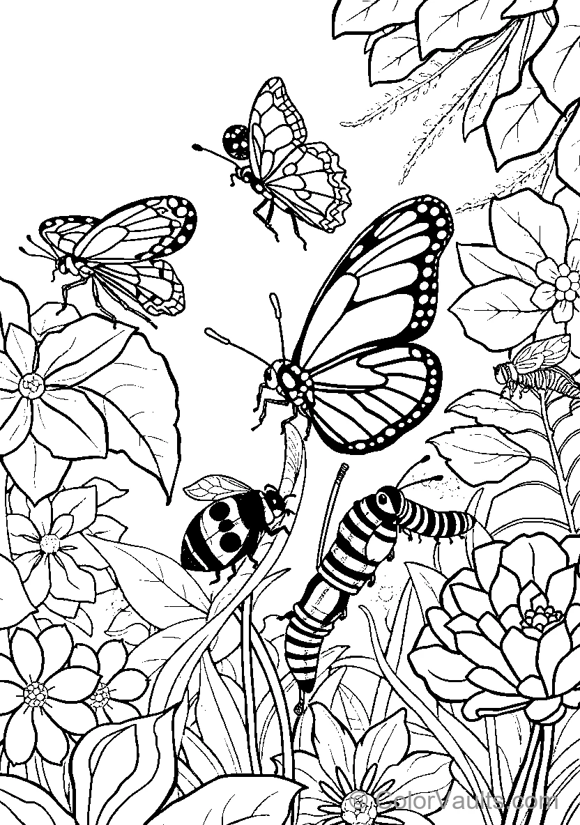 Butterflies Among Flowers