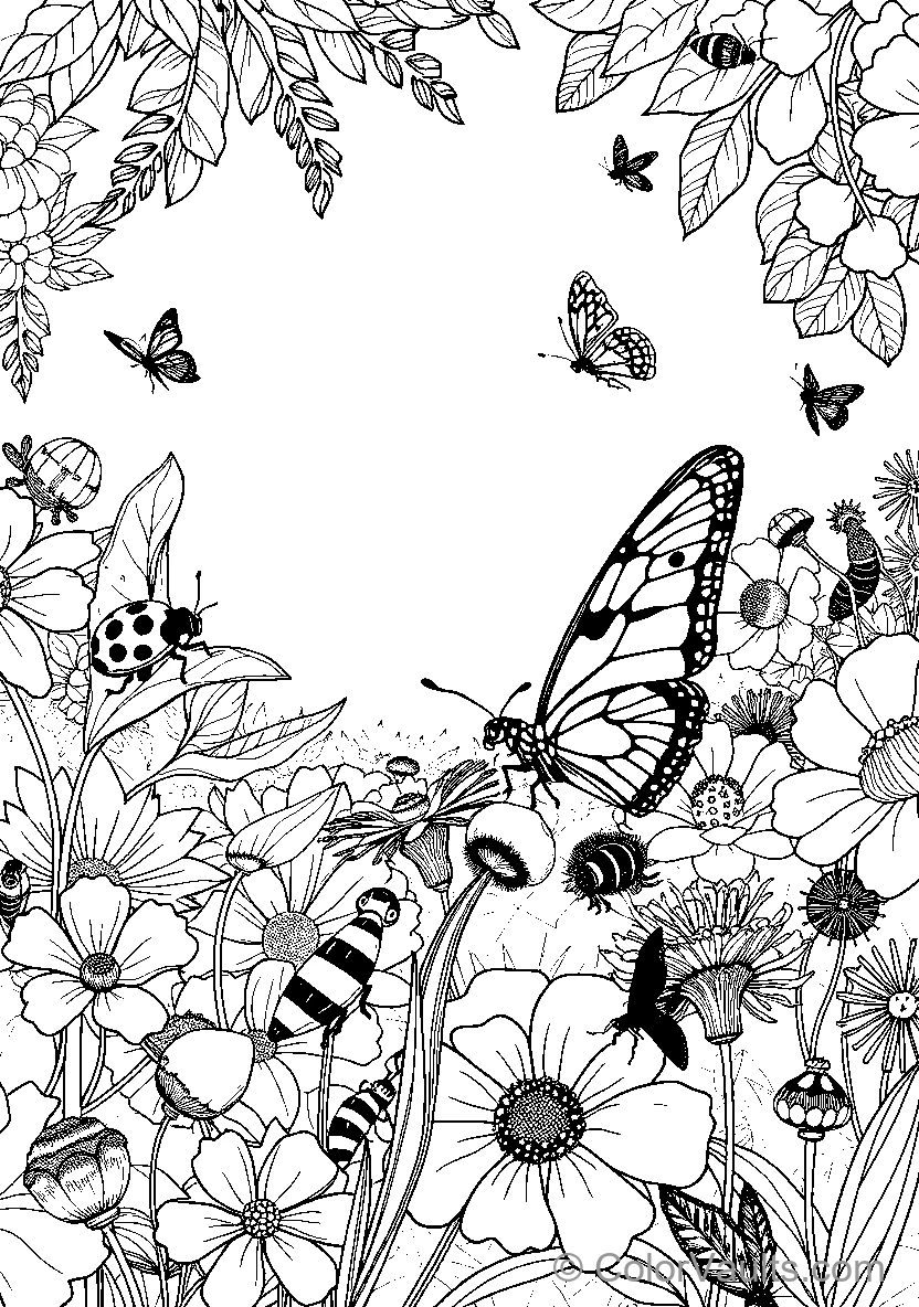 Butterflies And Bees Among Flowers (Scene 2)