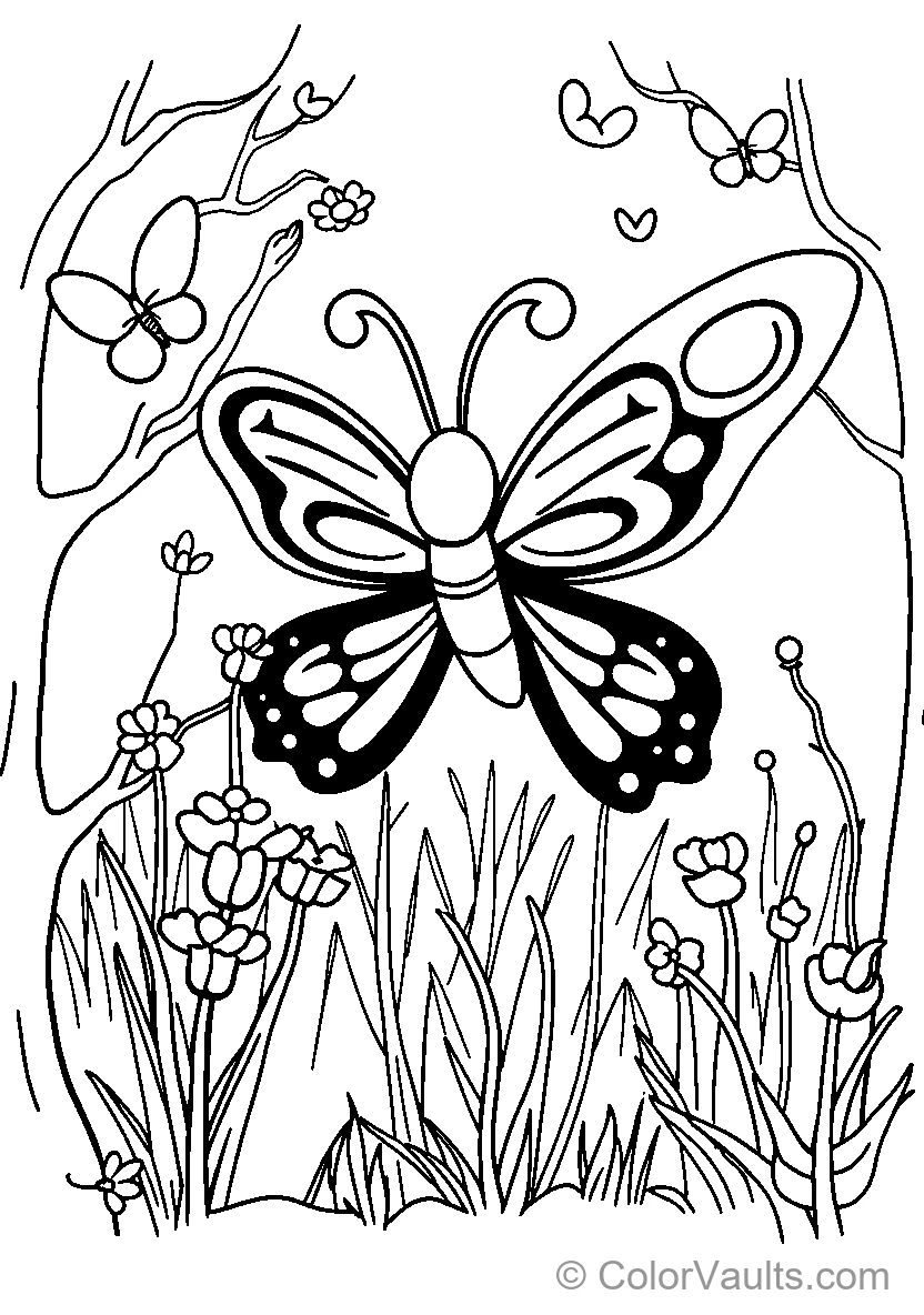 Butterfly Among Flowers