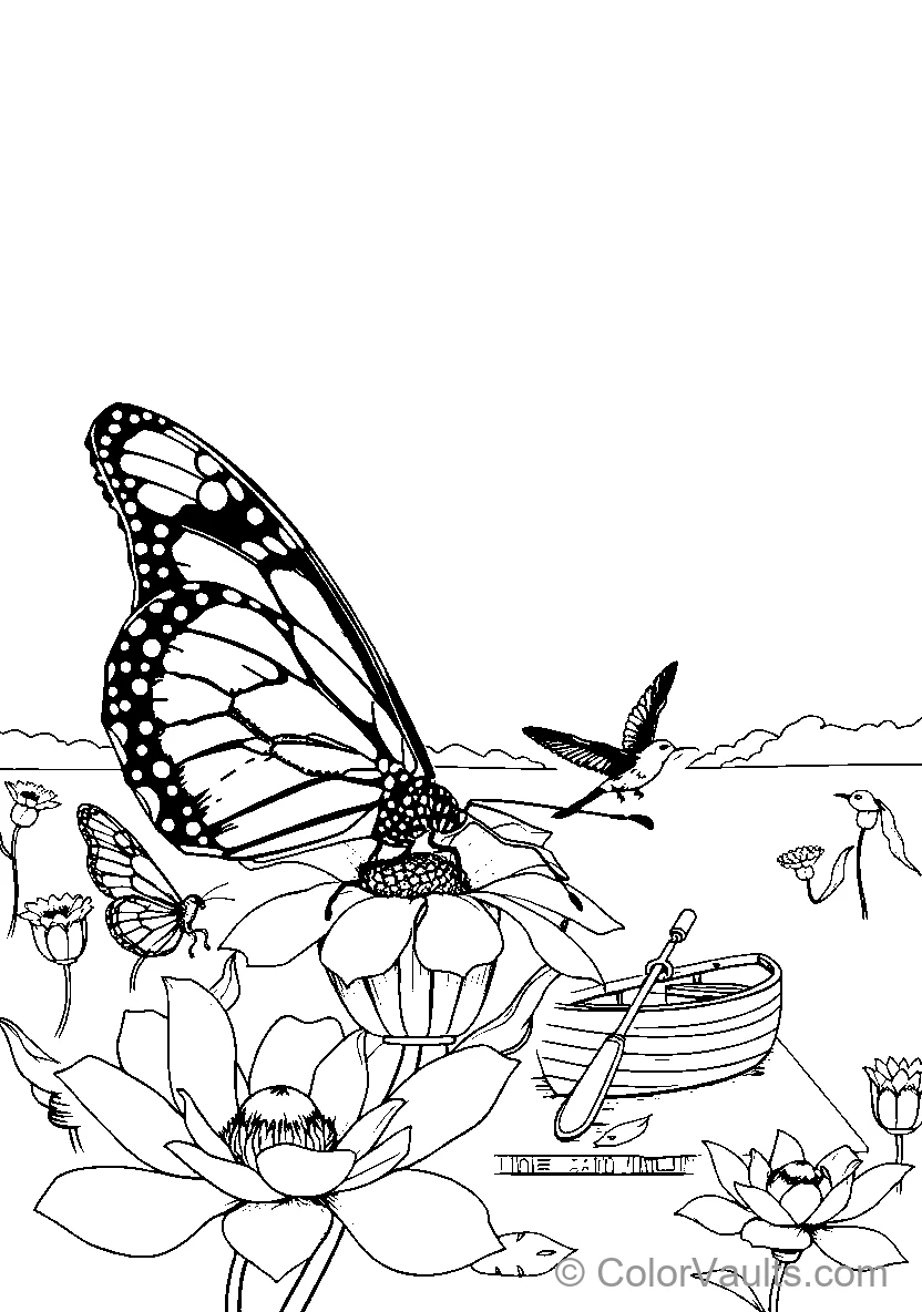 Butterfly Landing On Lotus Flowers