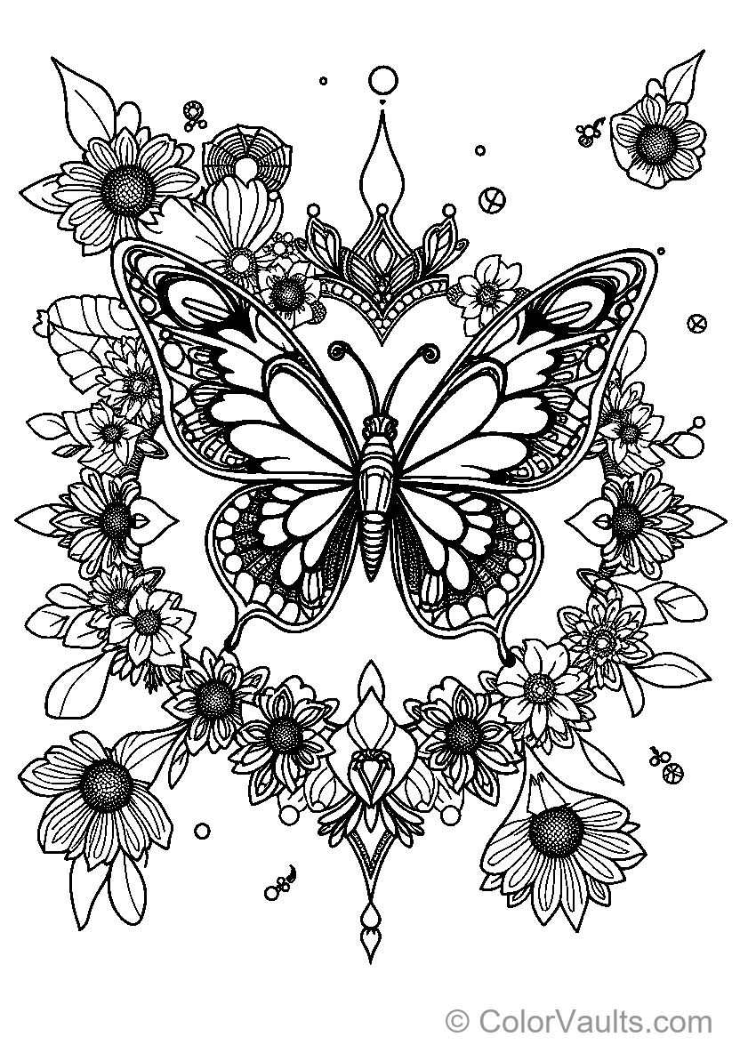 Butterfly Mandala With Flowers