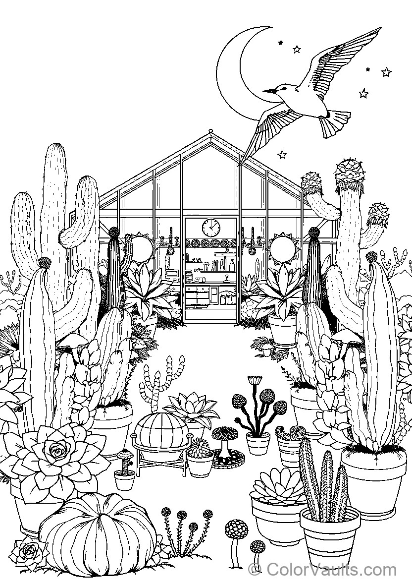 Cactus Garden At Night