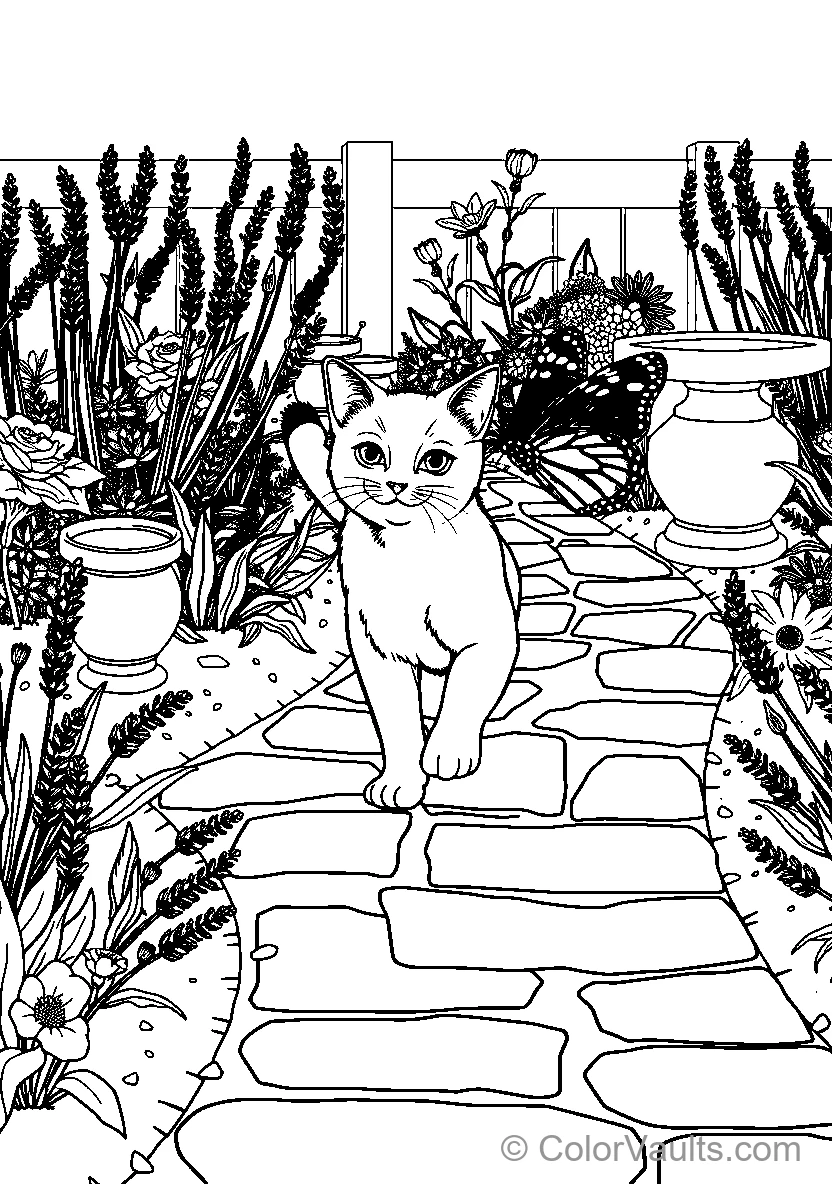 Cat Strolls Through Garden (Scene 3)