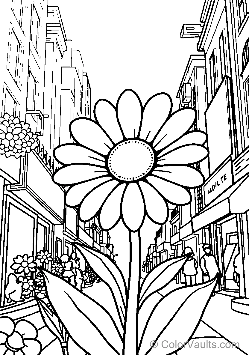 City Flower Street Scene