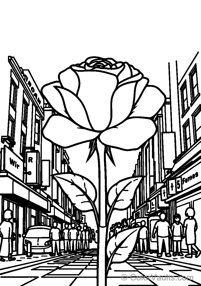 City Street With Rose