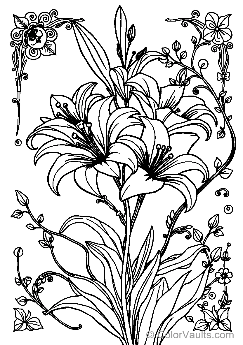 Detailed Black And White Floral Illustration