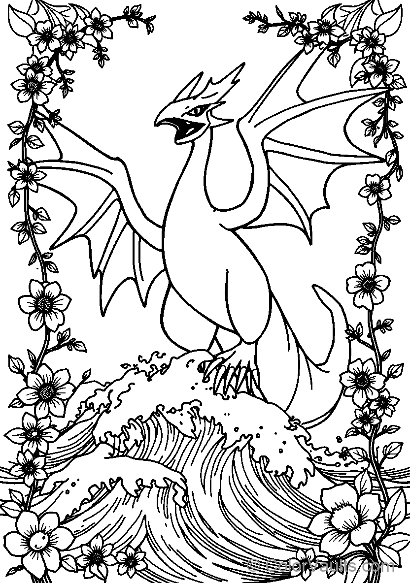 Dragon In Floral Waves