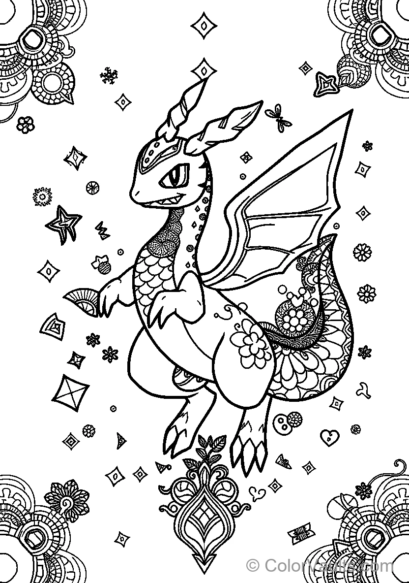 Dragon With Floral Motifs