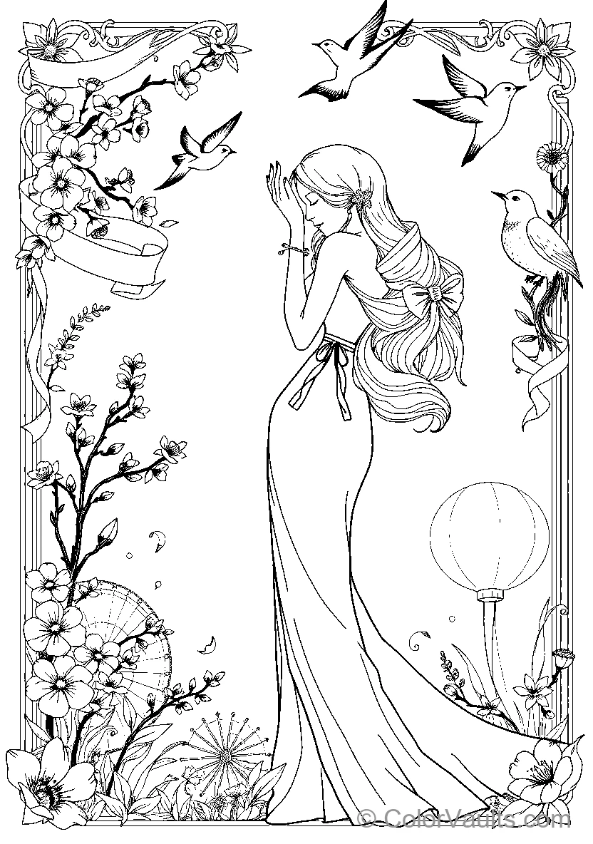 Elegant Woman Holding Flowers