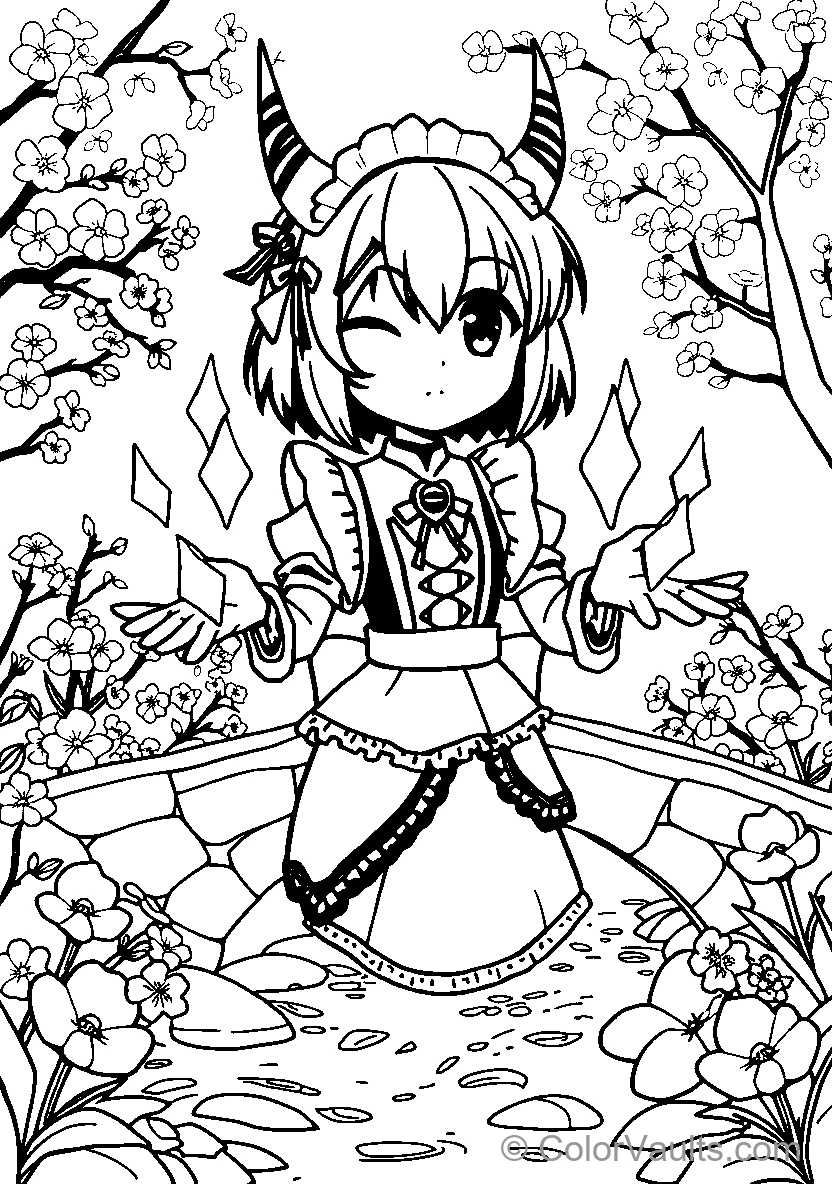 Fantasy Character In Cherry Blossom Garden