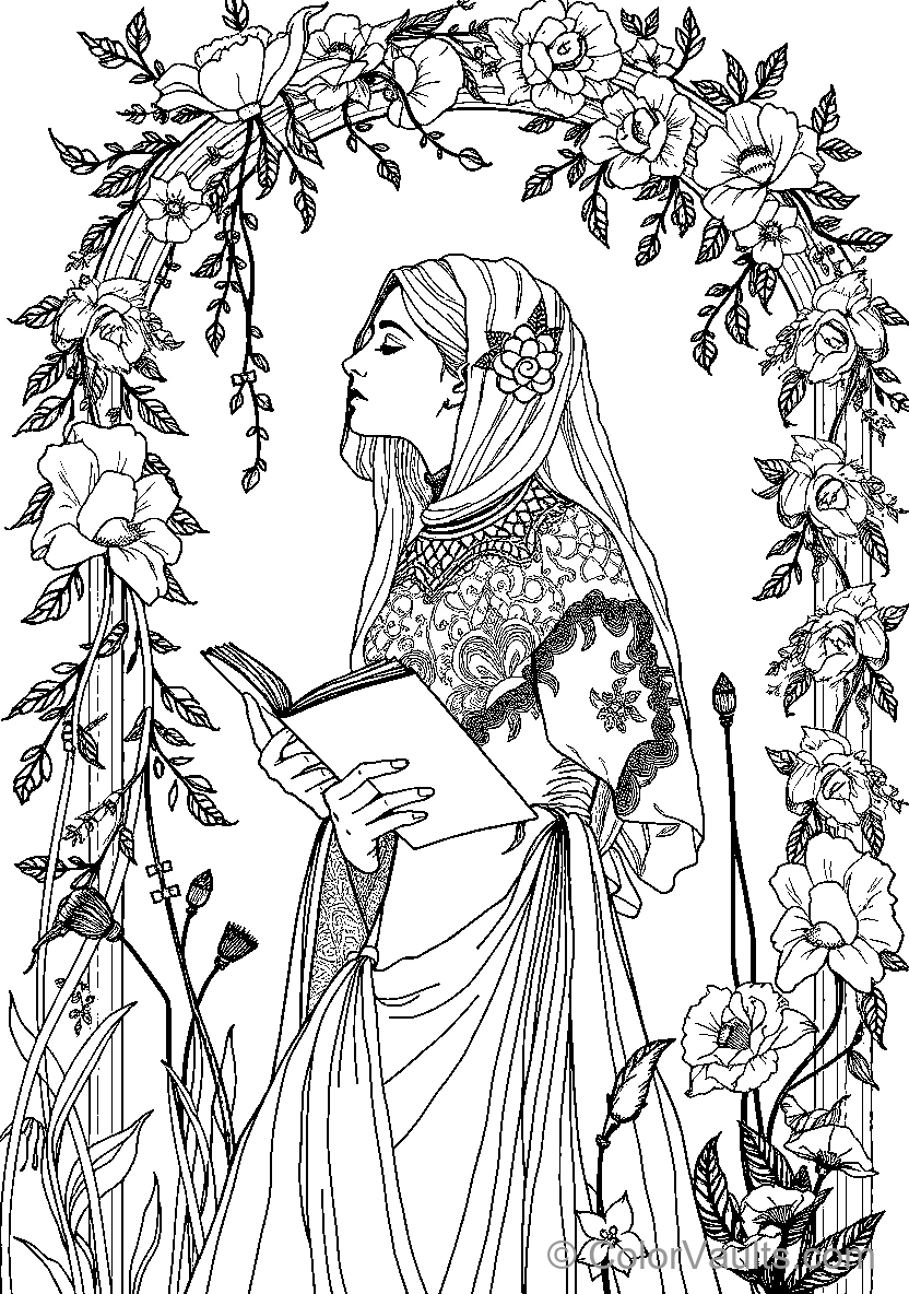Floral Arch Reading Scene